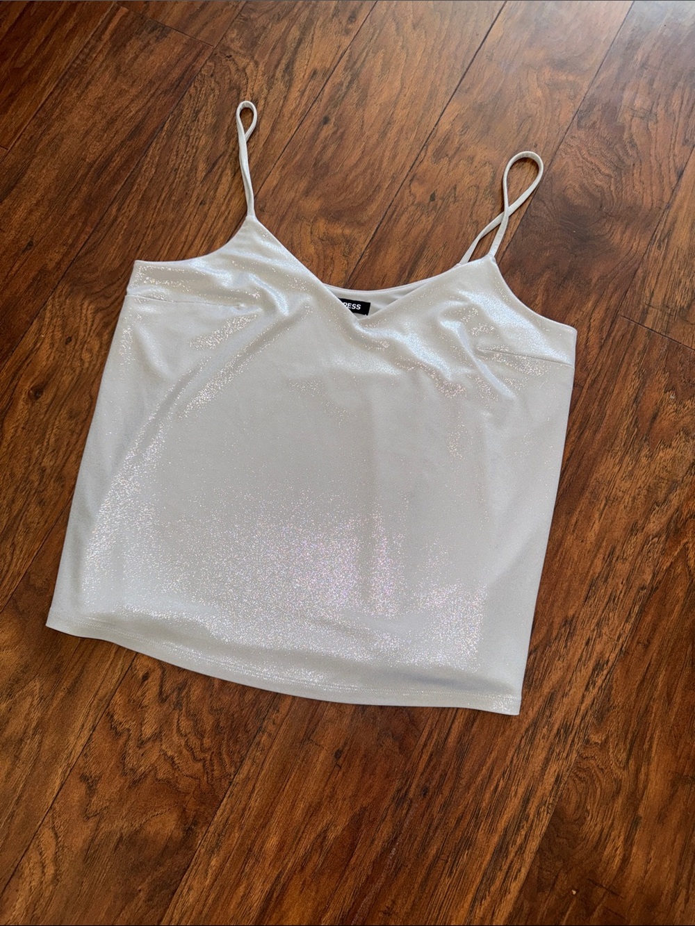 Express White Iridescent Shimmer Cami